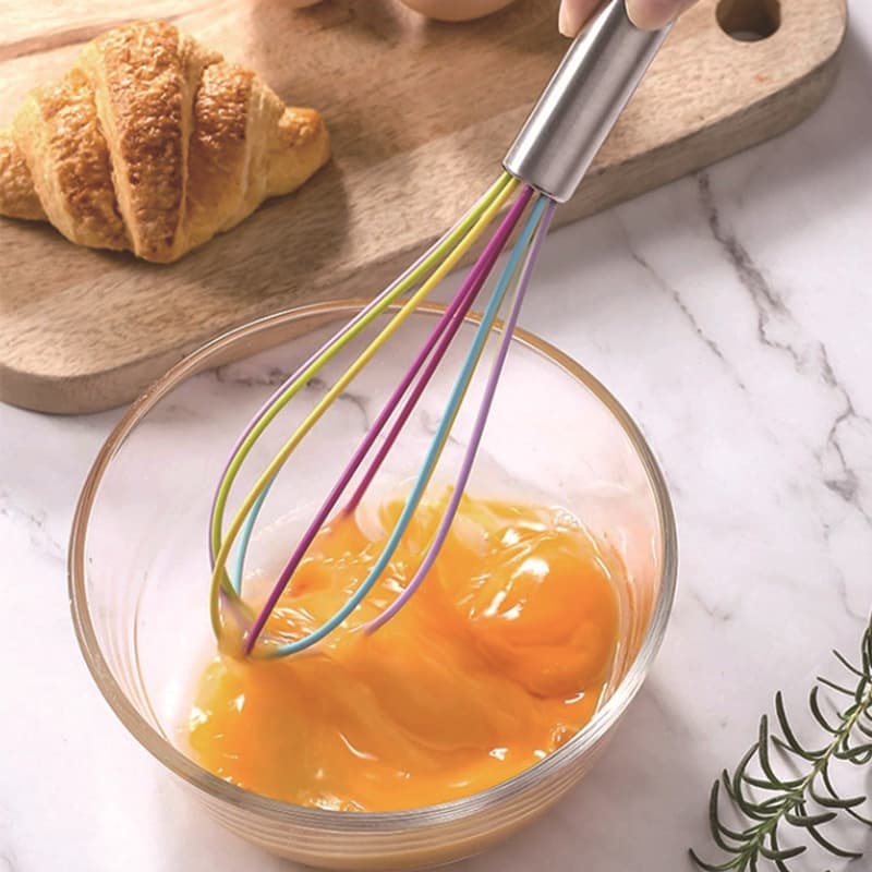 Wholesale Household Stainless Steel Handle Silicone Manual Whisk, Handheld Egg and Flour Mixer, Cream Whipper
