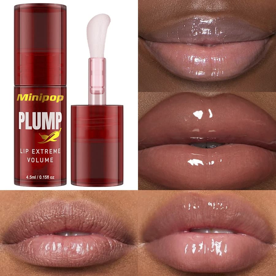 Cross-border Hot Selling Transparent Lip Plumping Oil LIP PLUMP Chili Ginger Lip Oil Big Lips Lip Gloss Moisturizing Hydrating