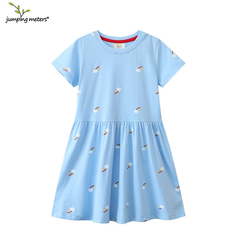 European and American girls' knitted dress, short-sleeved princess dress for toddlers and children, soft and smooth print, girls' top wholesale