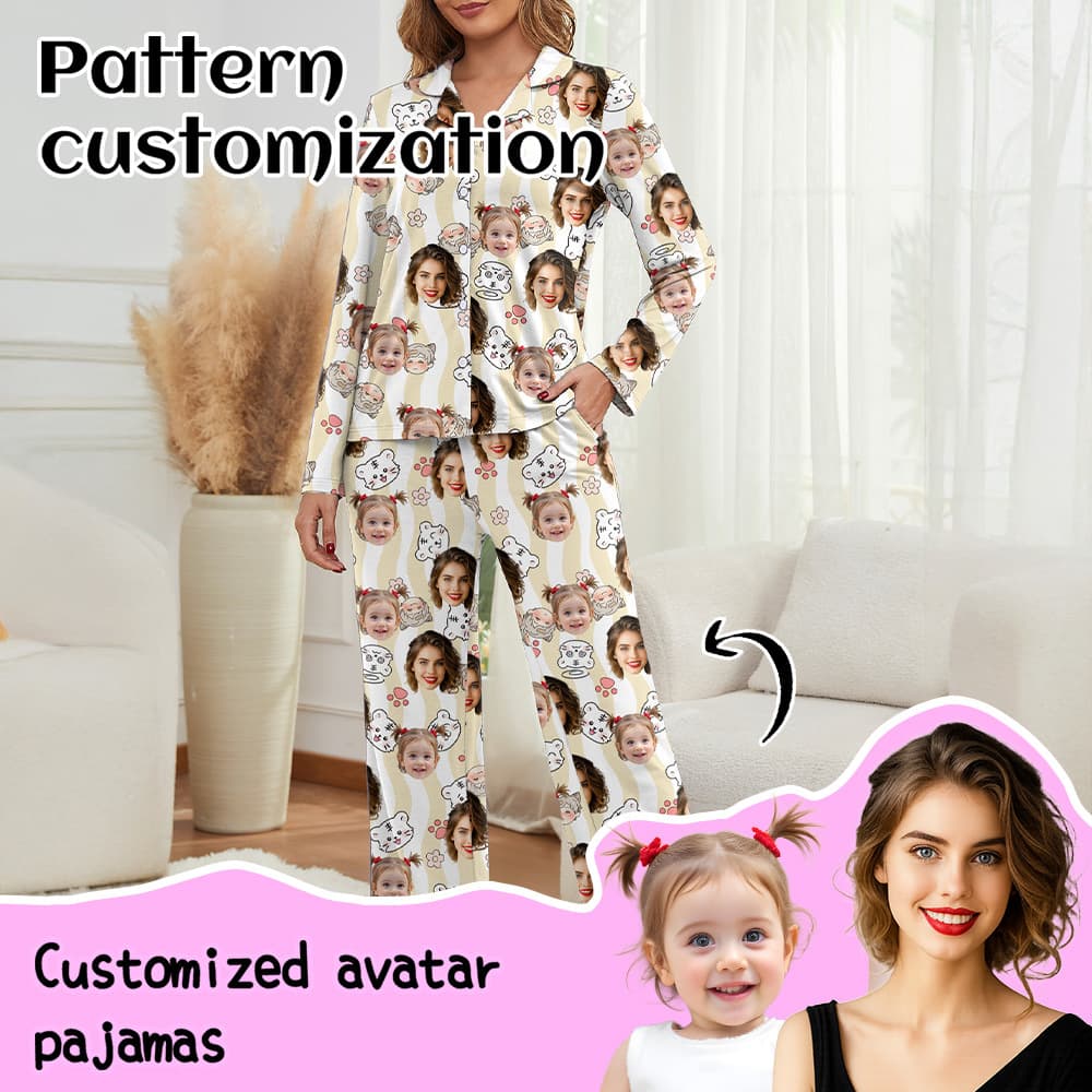 Women's customizable personalized lapel long-sleeved trousers pajama set casual and comfortable home summer pajama set