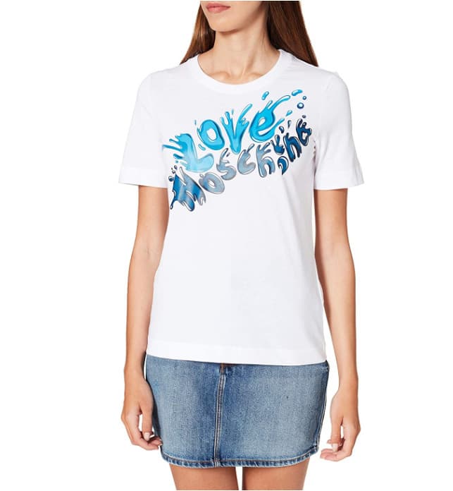In Stock: Independent Site Amazon Love Moschino Letter Print Women's Regular Casual Short-Sleeve T-Shirt
