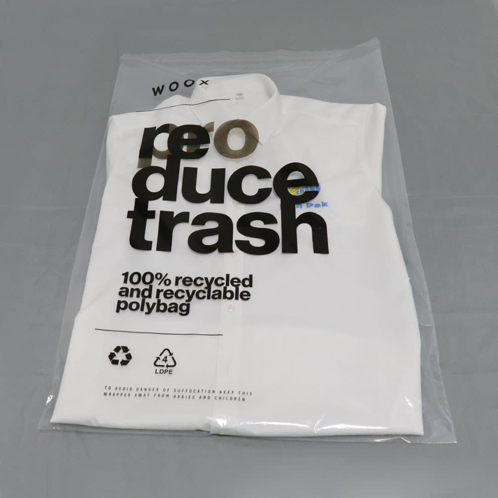 GRS certified recyclable plastic bags EN15343 certified recyclable plastic bags 100% Recycled PE bags