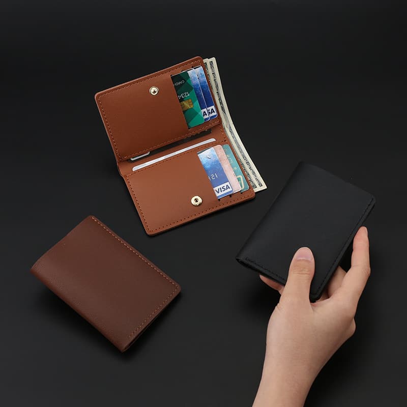 2025 Cross-border Women's Wallet Simple Foldable Snap Closure Small Wallet Driver's License Card Holder Men's Student Soft Leather Wallet Wholesale