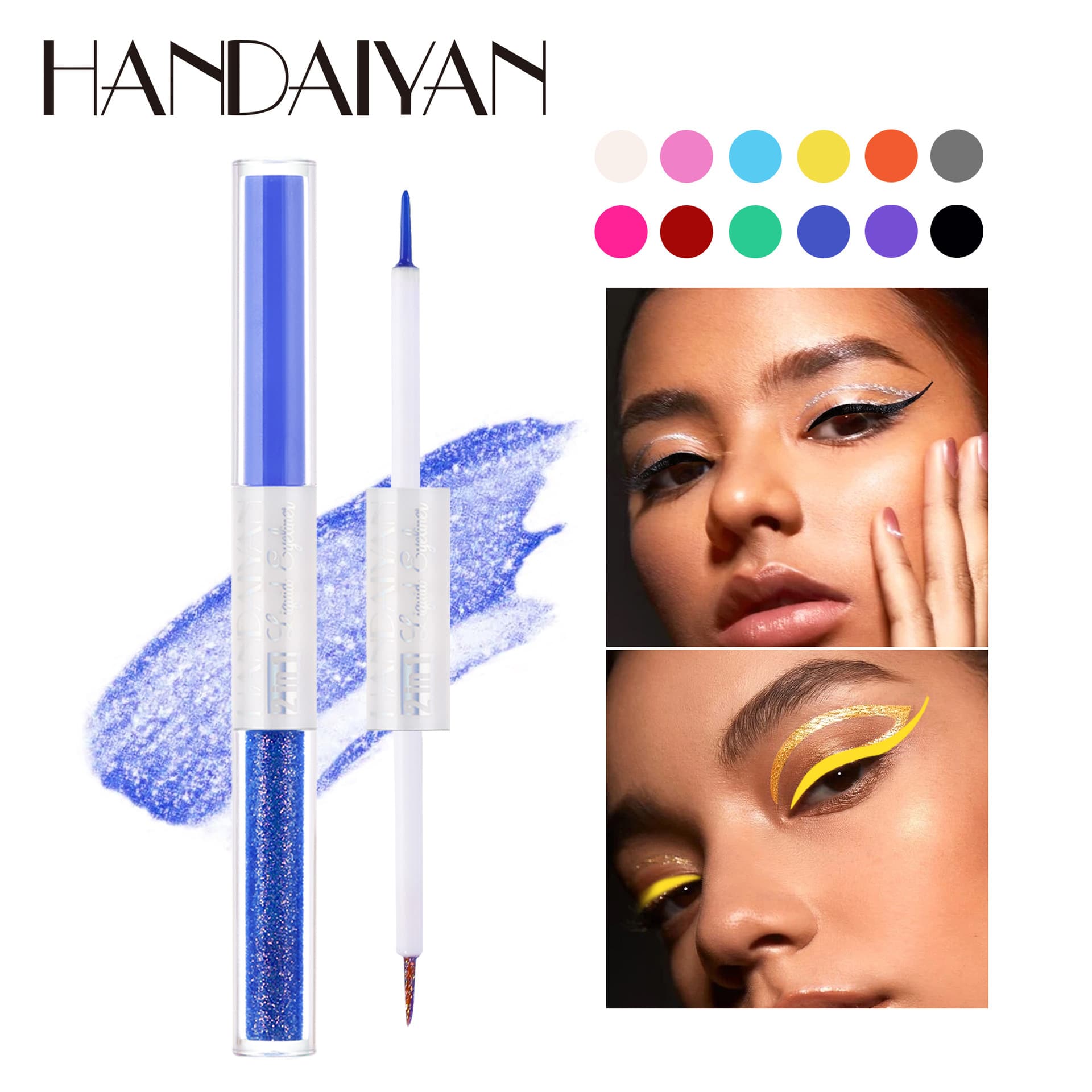 Genuine Handaiyan Eyeliner Pencil Long-Lasting Waterproof Liquid Eyeliner Pen Ultra-Fine Colored Aegyo Sal Pen Dual-Use Double-Ended Pen
