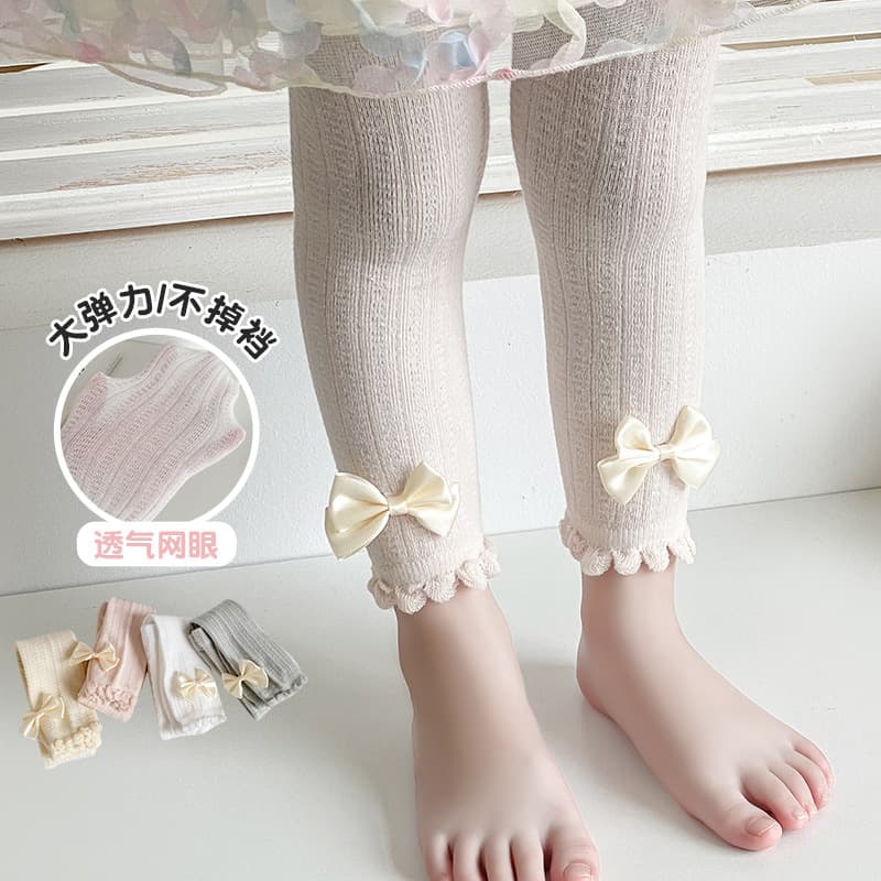 Spring and summer girls' leggings thin baby pantyhose mesh breathable lace anti-mosquito socks children's pantyhose nine-point wholesale
