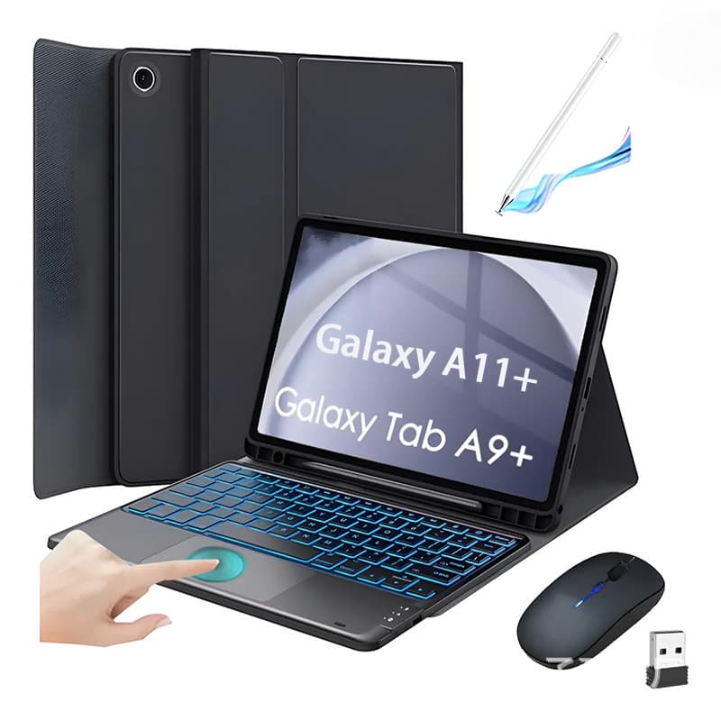 Suitable for Samsung A11+ tablet Bluetooth keyboard leather case A9plus Spanish cross-border magic control