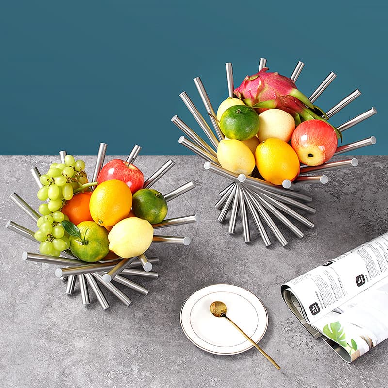 Drop shipping Stainless Steel Fruit Basket Dafenqi Fruit Tray Fashionable Fruit Basket Creative Art Fruit Bowl European-style Rotating Fruit Basket