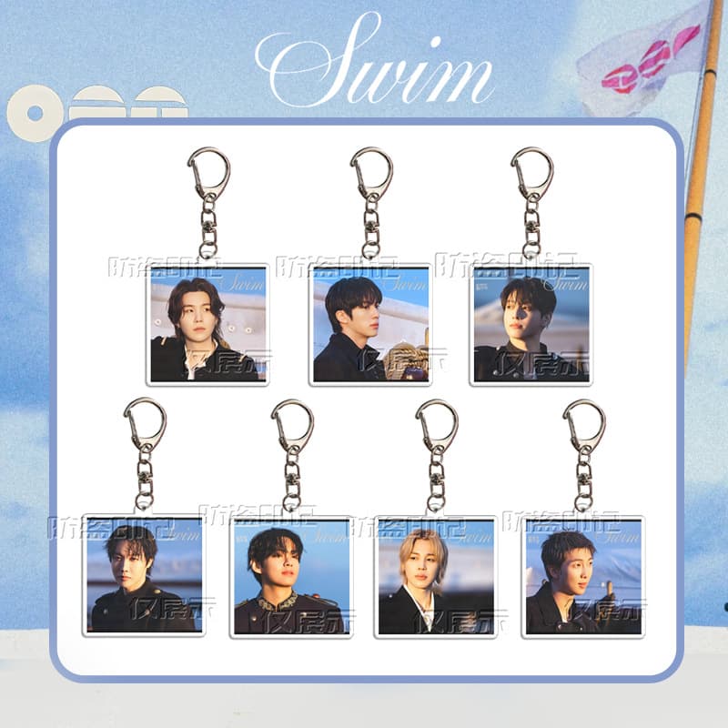 BTS SWiM single cover keychain acrylic pendant accessories JK V JIMIN peripherals