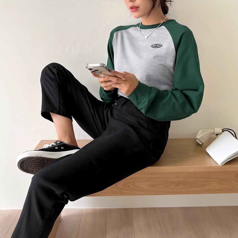XIYIN Plus Size Women's Loose Fit Long Sleeve T-Shirt Raglan Sleeve Casual Round Neck Sweatshirt