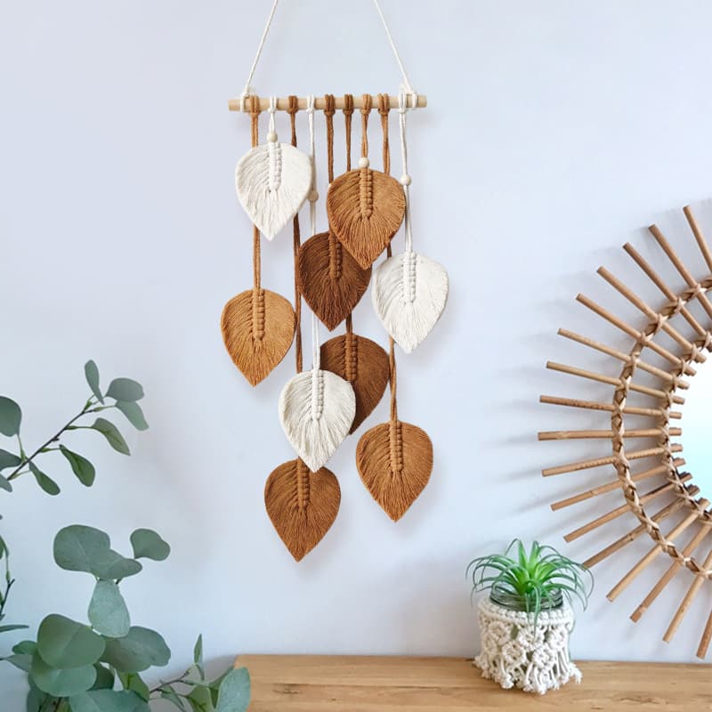 New creative handmade woven wall decoration leaf tapestry, home hanging ornament, Instagram style, guesthouse wall decoration.