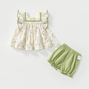 Girls Set 2026 Summer Thin Baby Girl Top Skirt Shorts Two-Piece Set Fresh Cute Outing Clothes