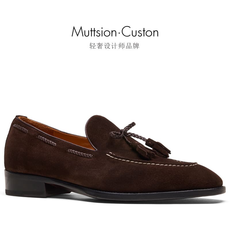 H52708 Drop Shipping Triangle Bow Bottom Butterfly Knot Fringe Suede High Heel Calfskin Loafer Slip-On Summer