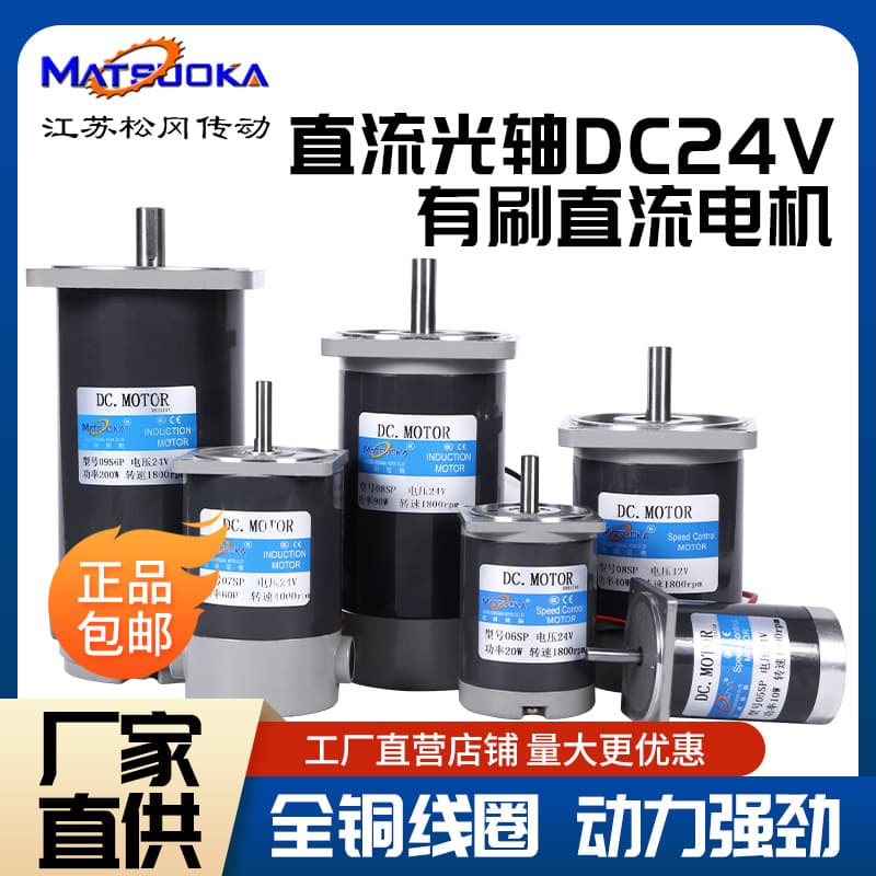 DC Brushed Motor with Optical Shaft 10-300W Micro Small DC Motor 24V Low Voltage Brushed Optical Motor