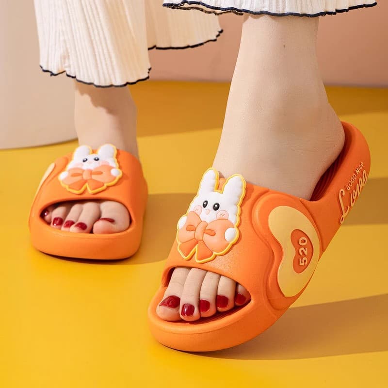 New Summer Cute Cartoon Slippers for Women, Korean Style Non-Slip Wear-Resistant Home Bathroom Soft Sole Cloud-Like Comfort Sandals