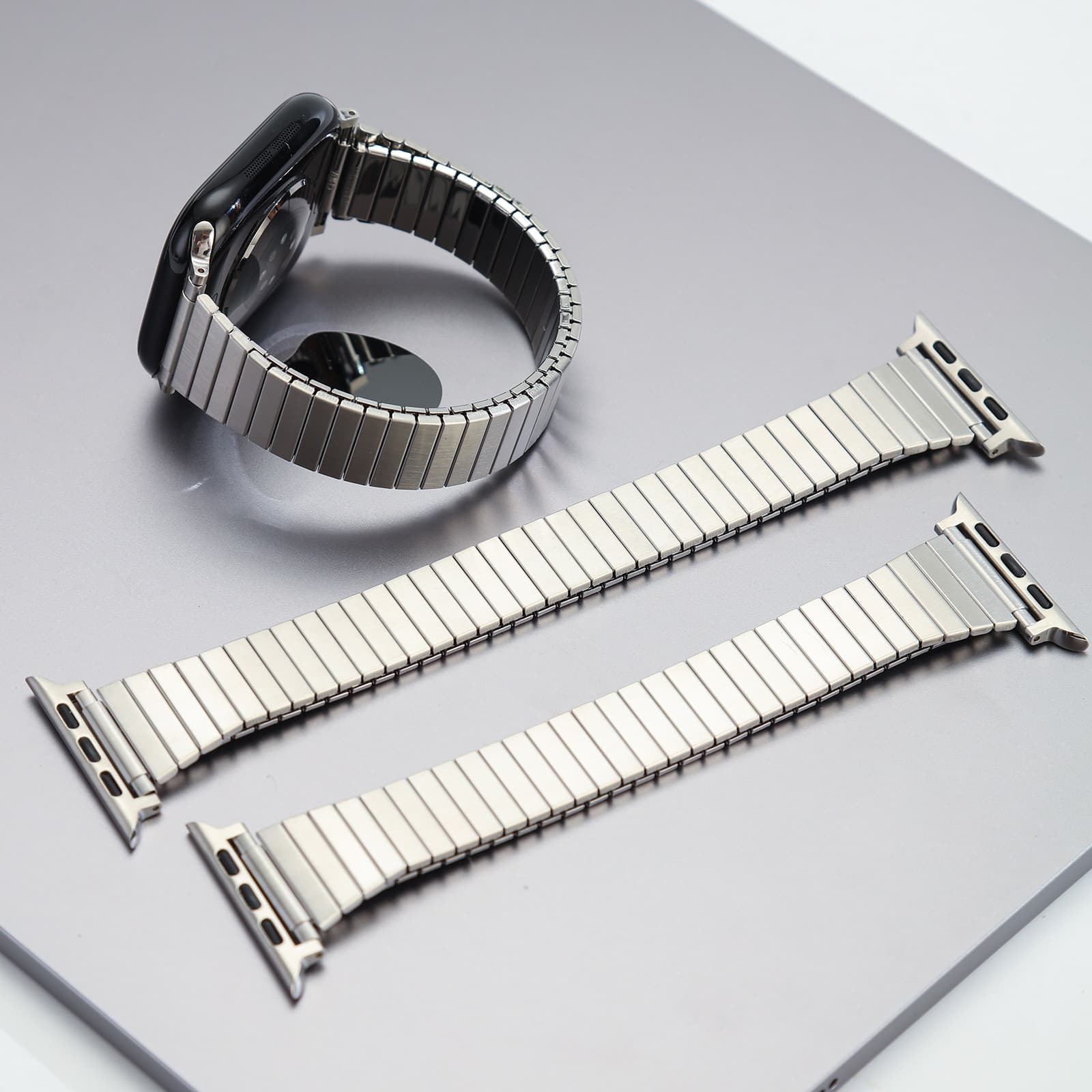 Suitable for Apple Watch Single-Turn Elastic Stainless Steel Watch Strap Iwach10 Bamboo Waist Watch Strap