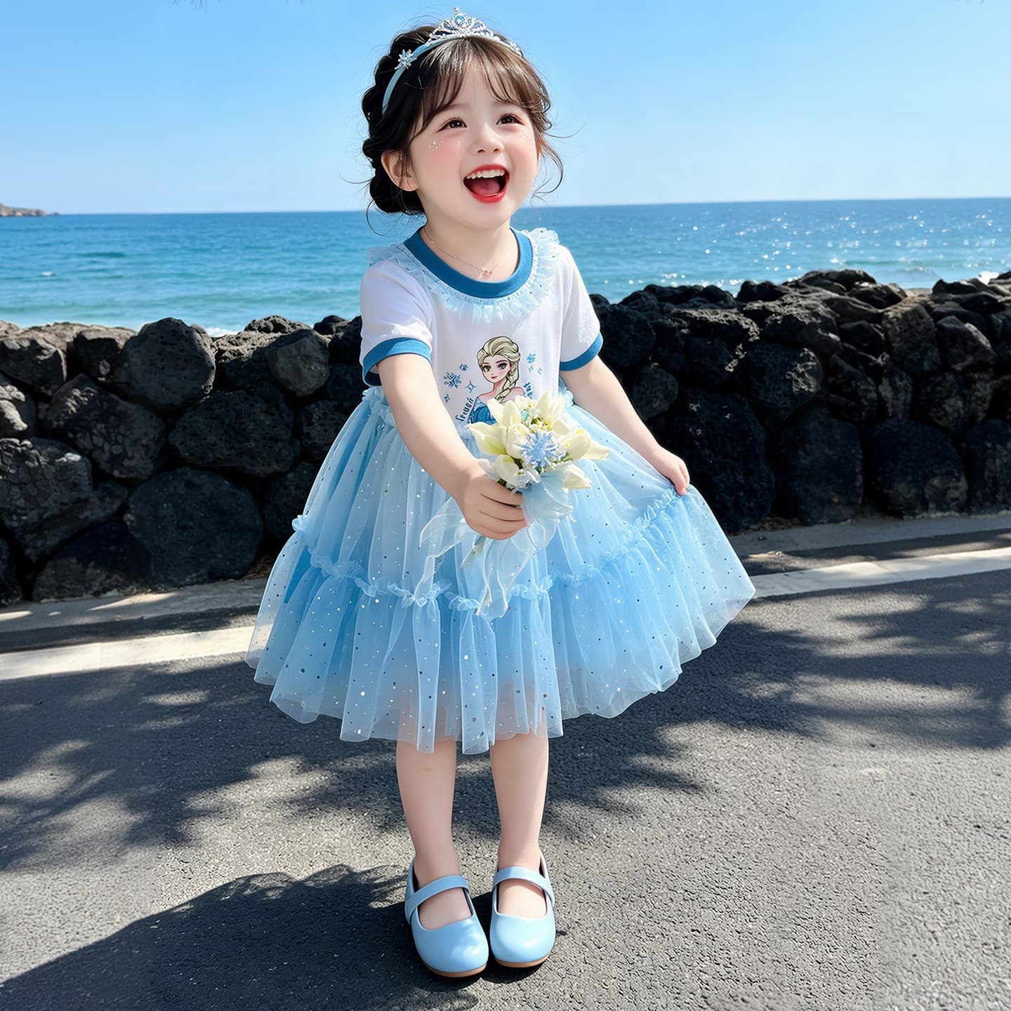 Korean internet celebrity girl Elsa wing dress summer 2026 new foreign trade princess dress children's clothing drop shipping