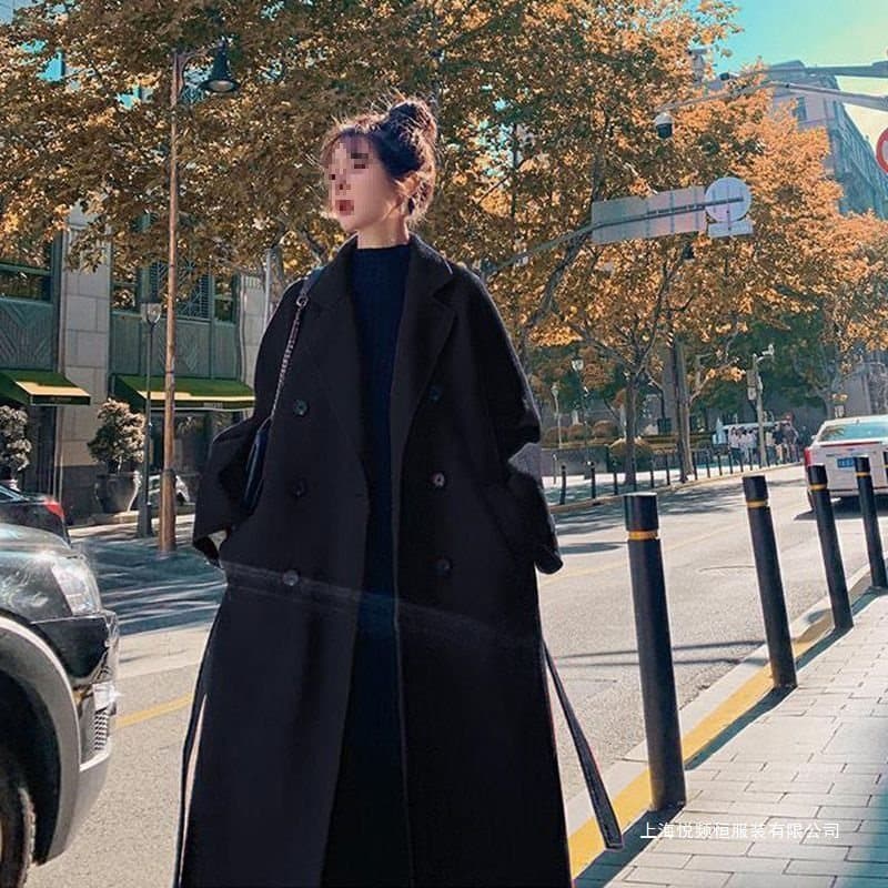 New Autumn/Winter Large Size Women's Wool Coat Mid-Length Cotton-Padded Thickened Loose Concealing Slim Over-Knee Wool Coat