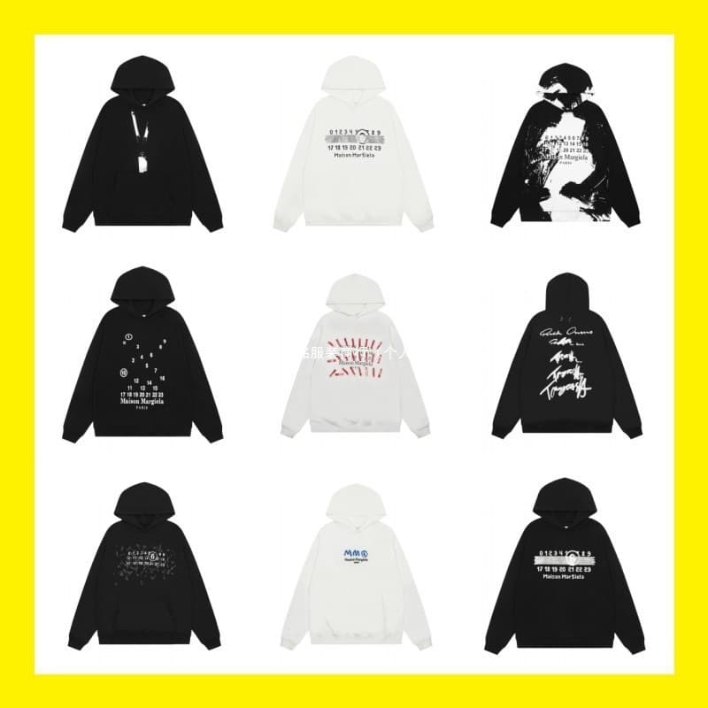 25S Maison Margiela Hoodie MM6 Reversed Letter Hooded Top Round Neck Unisex Loose Fit Zip-up Sweatshirt