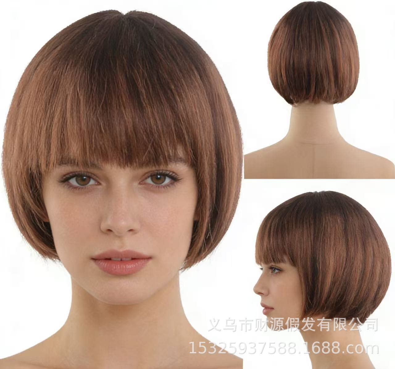 Cross-border No Need to Wake Short Hair Wig Women Full Headpiece with Straight Bangs Colored Bob Wig Halloween Student Hair Wholesale