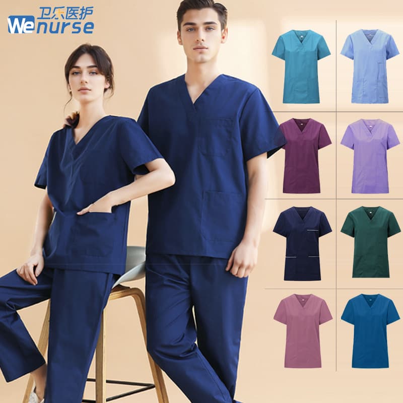 Lightweight Short Sleeve Long Sleeve Operating Room Workwear Hand Hygiene Clothing for Nurses And Doctors V-Neck Cotton Polyester Blend