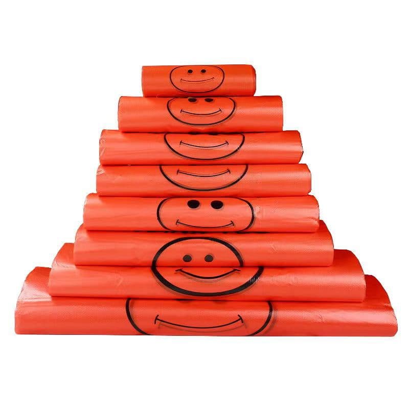 Red smiley face plastic thickened wholesale convenience bags takeaway food packaging shopping bags vest packing handbags