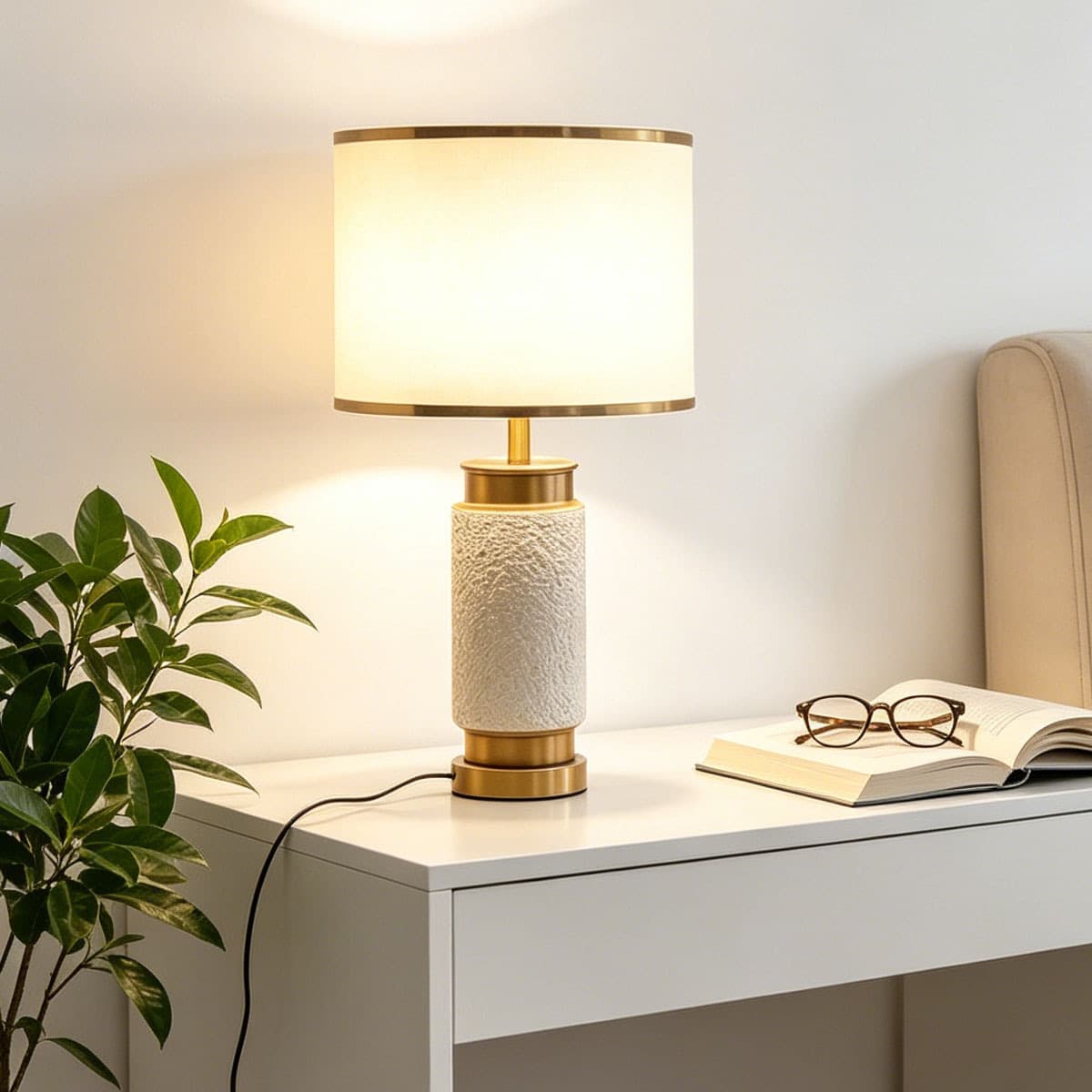 Light Luxury Ceramic Table Lamp for Hotel Bedroom Bedside Lamp Cross-border Exclusive Soft Light Ambience Lamp Table Lamp