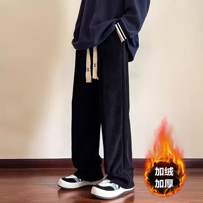 Men's Corduroy Pants, Autumn/Winter Trendy Brand Heavyweight Loose-fit Trousers, Wide-leg Drape Straight-leg Casual Pants