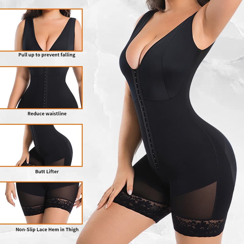 Plus Size Bodysuit Shapewear Push Up Body Shaper Cross Border Tummy Control Hip Lifting Wide Shoulder Strap Waist Trainer
