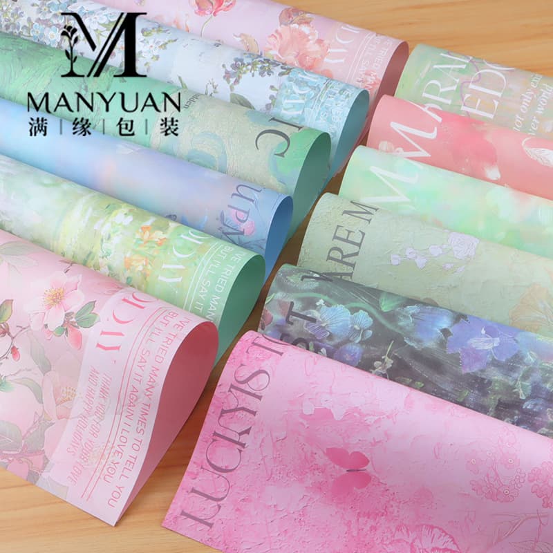 Romantic Oil Painting Atmosphere Kraft Paper Artistic Flower Bouquet Wrapping Paper Fresh Flowers Packaging Wholesale