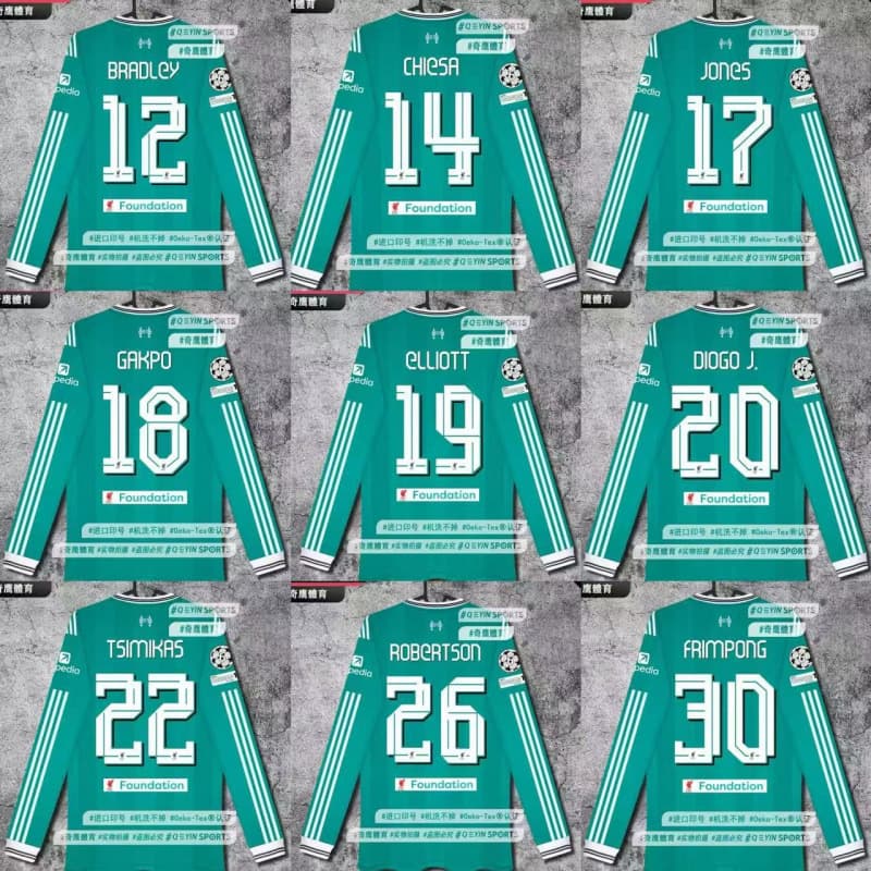 2526 Long Sleeve Football Jersey Salah Wirtz Van Dijk Sobos Loni Isaac McAleese Jersey