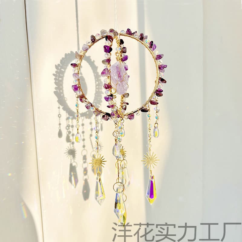 Corridor pendant dream catcher, colorful sunbeam catcher, light and shadow rainbow pendant, window crystal decoration, wind chime