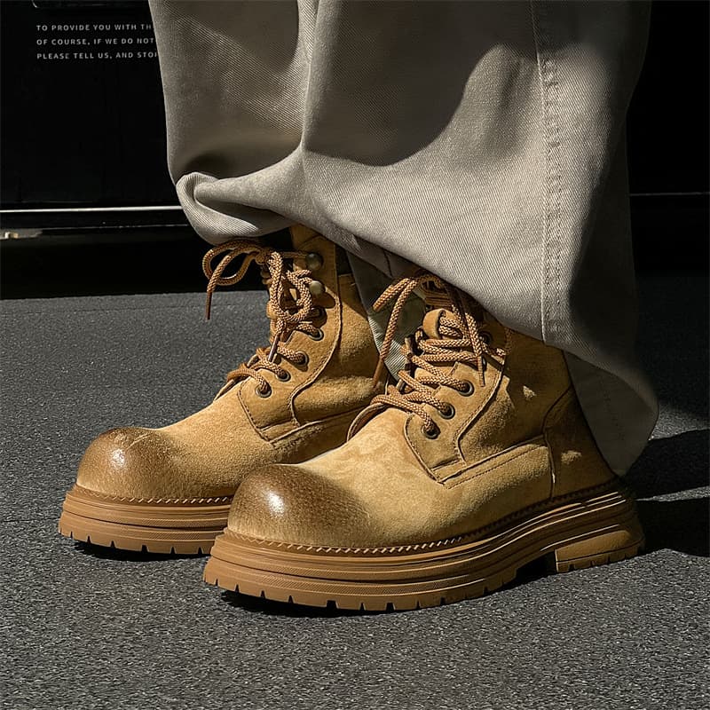 Men's high-top Martin boots, 2024 autumn/winter new style, classic yellow boots, British style retro short boots, work boots 2501-J