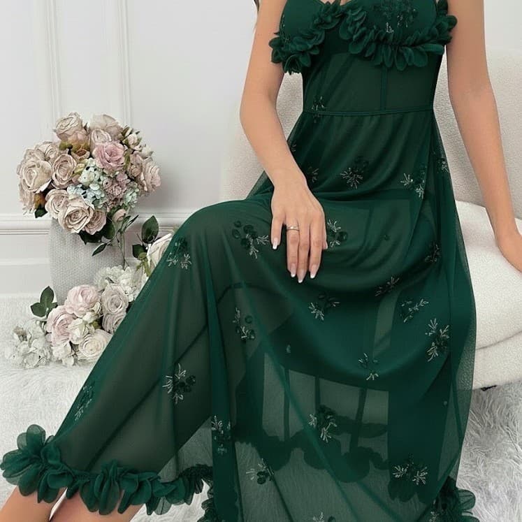 Sexy Lingerie Sleepwear Push-up Fitted Slip Dress Long Mesh Nightgown for Women Summer Wholesale