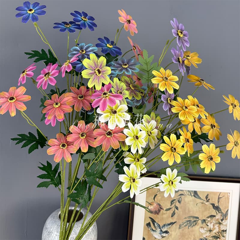 Cross-border new product 3D printing 6-head Qiuying artificial flowers wedding home decoration fake cosmos internet celebrity Gesang flower