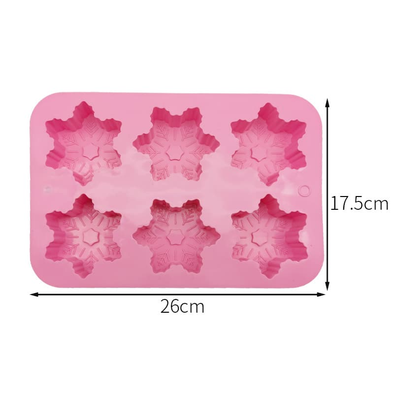 Silicone 6-Cavity Snowflake Cake Mold Christmas DIY Home Aromatherapy Plaster Wax Mold Soap Mold Baking Chocolate Mold