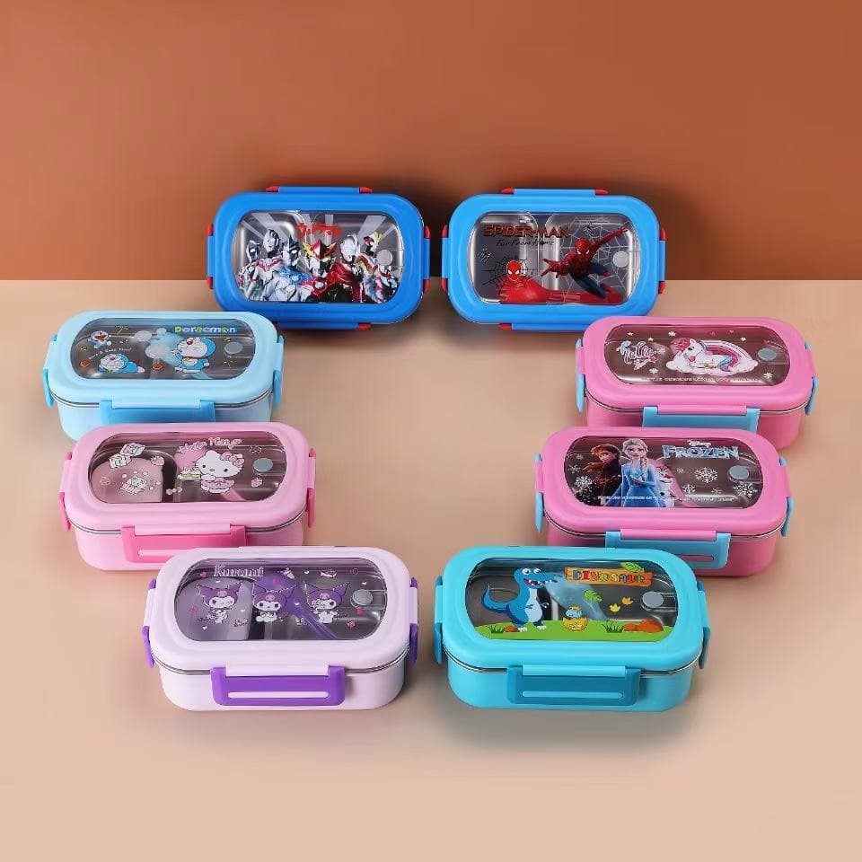 Kids Cartoon 304 Stainless Steel Sealed Insulated Lunch Box, Student Compartment Bento Box for Office Workers Lunch Box