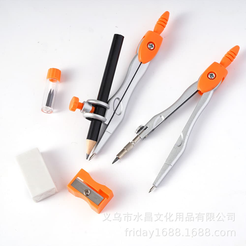 Cross-Border Ecommerce Student Stationery 10-Piece Set Metal Compass Geometry Drawing Tool Compass Set Stationery Wholesale