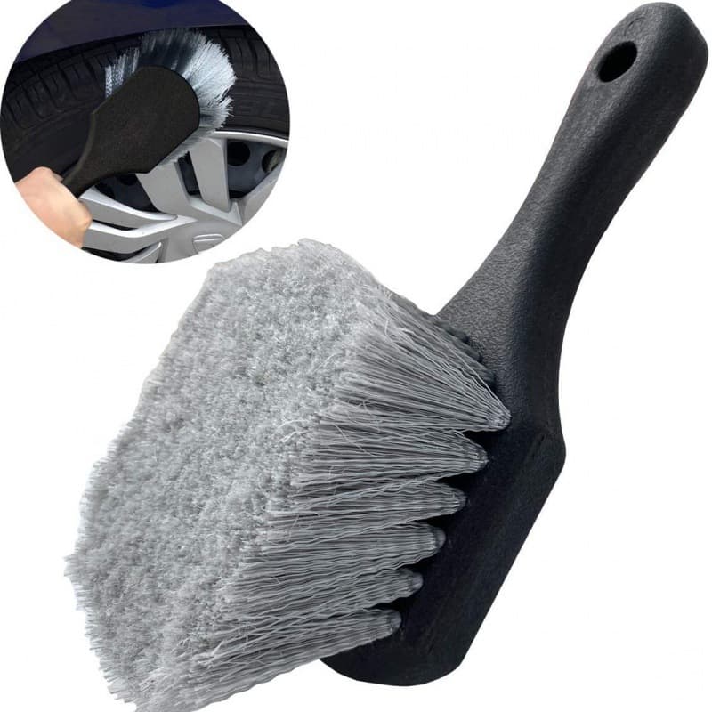 Gray Short Handle Car Tire Brush Cleaning Short Handle Brush Tire Wheel Car Wash Brush Wheel Tire Brush