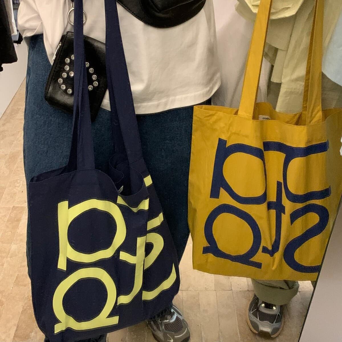 Buqle San Korean Style Simple Letter Canvas Bag Casual Eco-Friendly Shoulder Bag Commuter Bag 1101