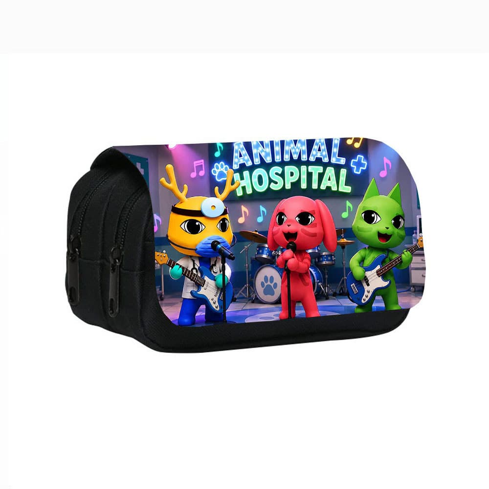 Cross-border new product Animal Hospital printed double-layer pencil bag Animal Hospital game student stationery bag