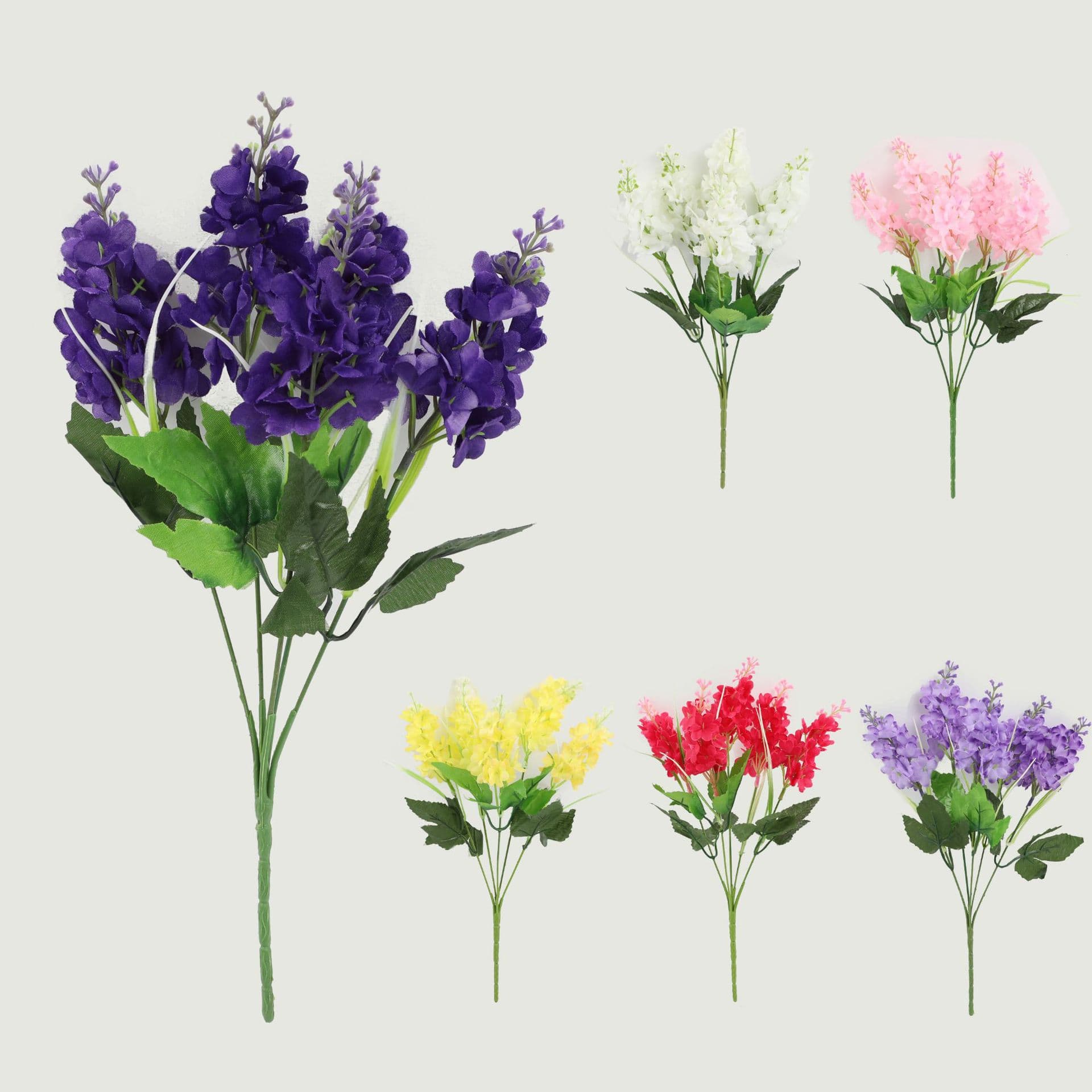 Artificial Flowers 5-Branch Hyacinth Lavender Decoration Restaurant Partition Flower Arrangement Fabric Silk Flowers Artificial Green Plants