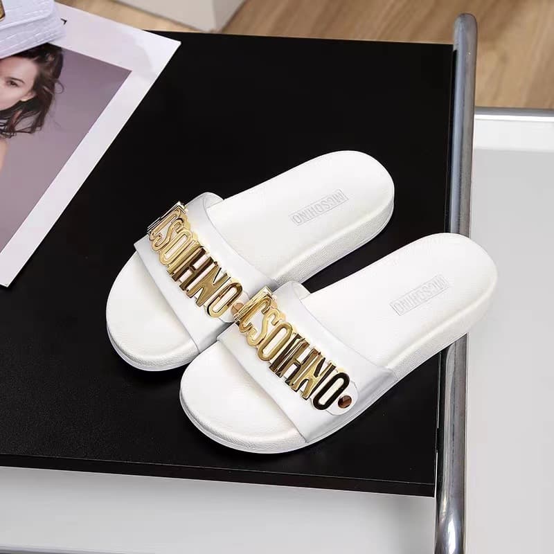 MO Women's Shoes 2022 Summer Trendy Slippers European and American Style Cowhide Anti-slip Platform Sole Simple Outdoor Letter Sandals