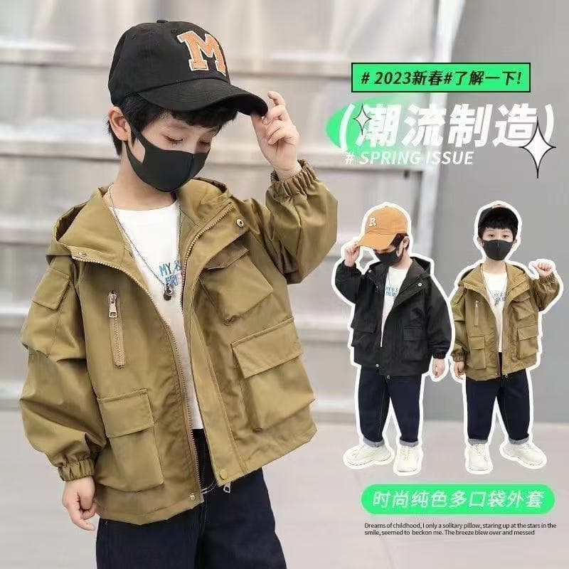 Boys' Spring Trench Coat 2026 New Kids' Jacket Stylish Streetwear for Toddlers and Children Spring Autumn