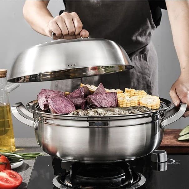 304 stainless steel steamer, steam pot, seafood pot, thickened steaming and cooking pot, food grade 304 stainless steel steamer