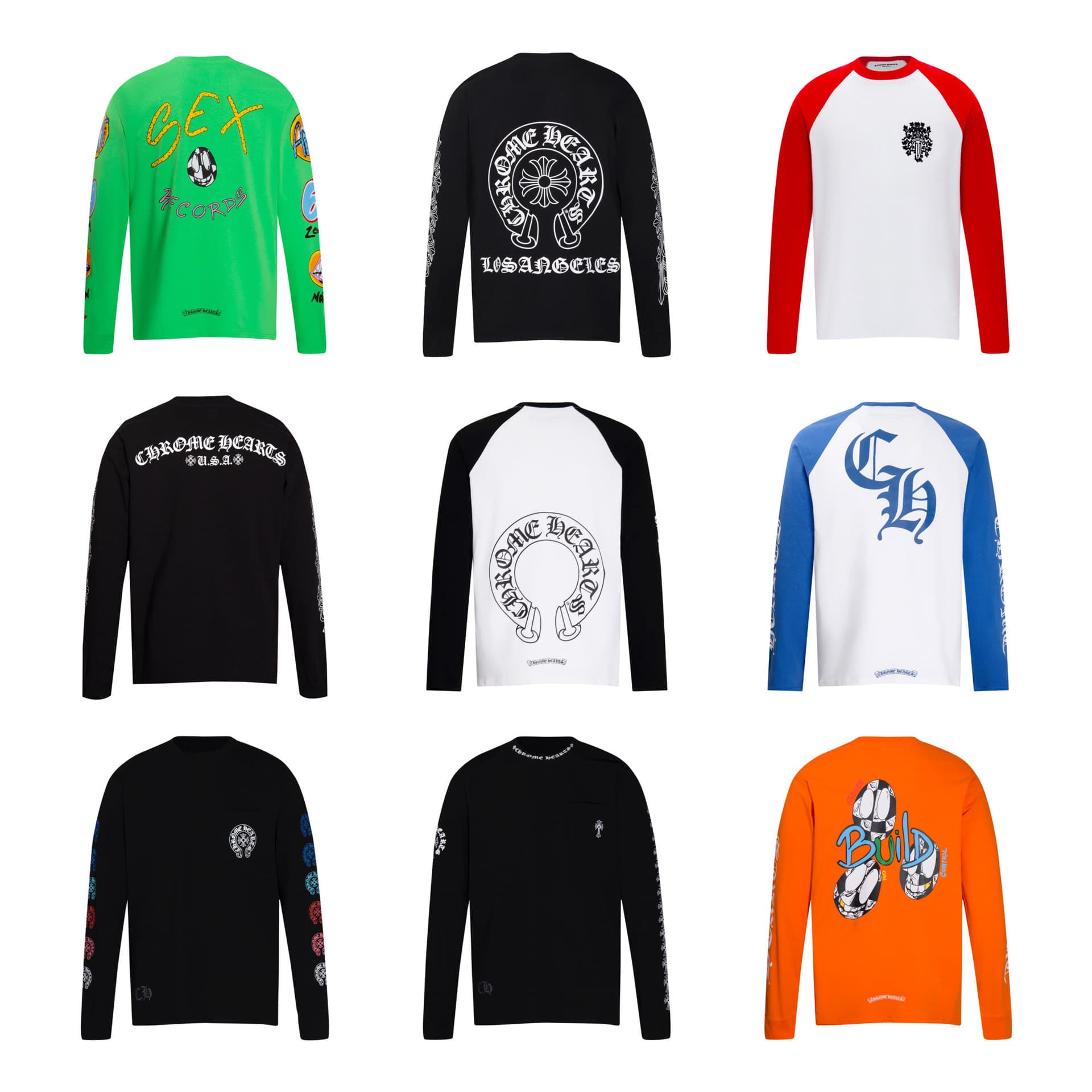 Cross-border trendy brand Chrome Hear Chrome long-sleeved T-shirt round neck pure cotton for men and women versatile ready stock wholesale