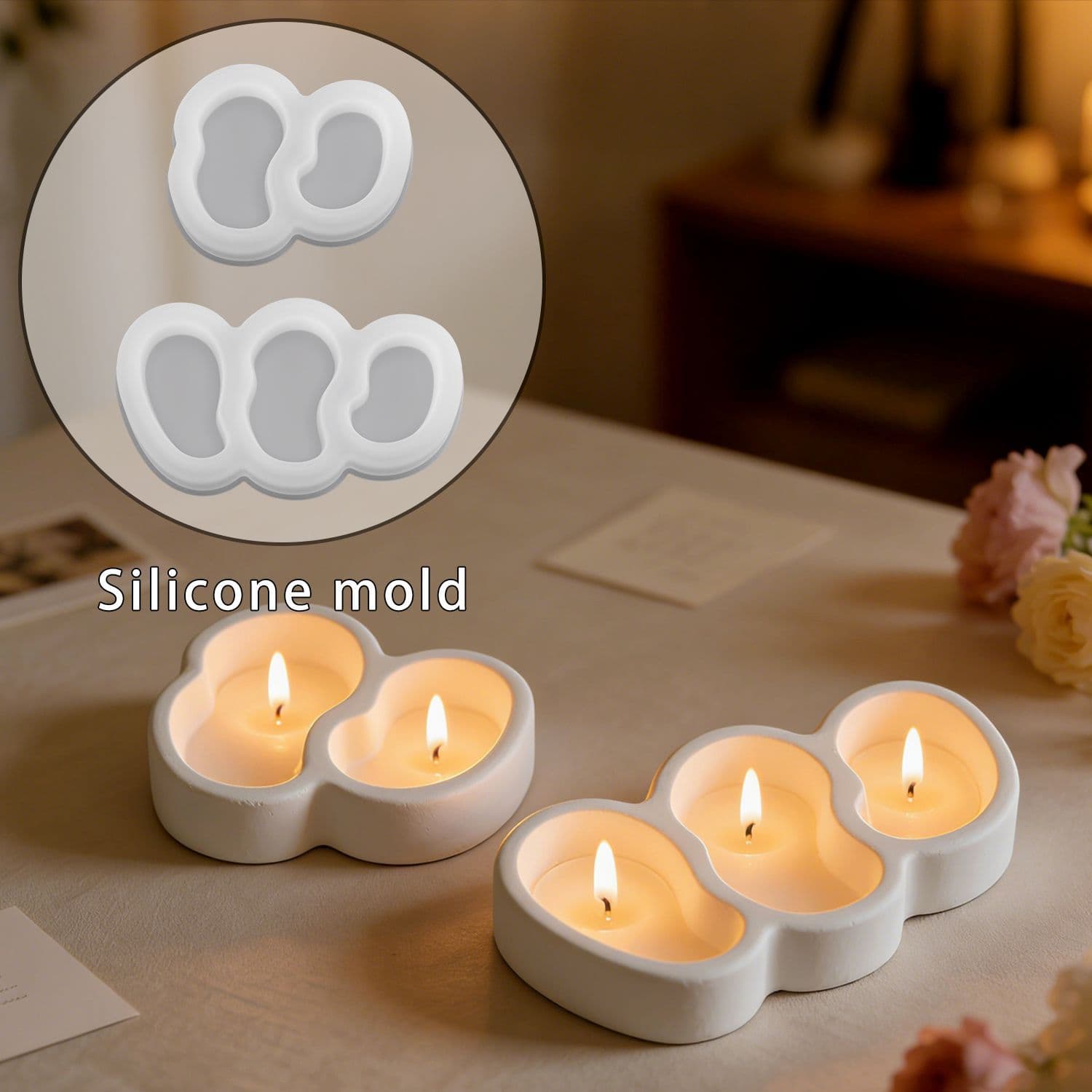 Yixing diy two or three irregular candle cup glue mold aromatherapy candle cup plaster silicone mold