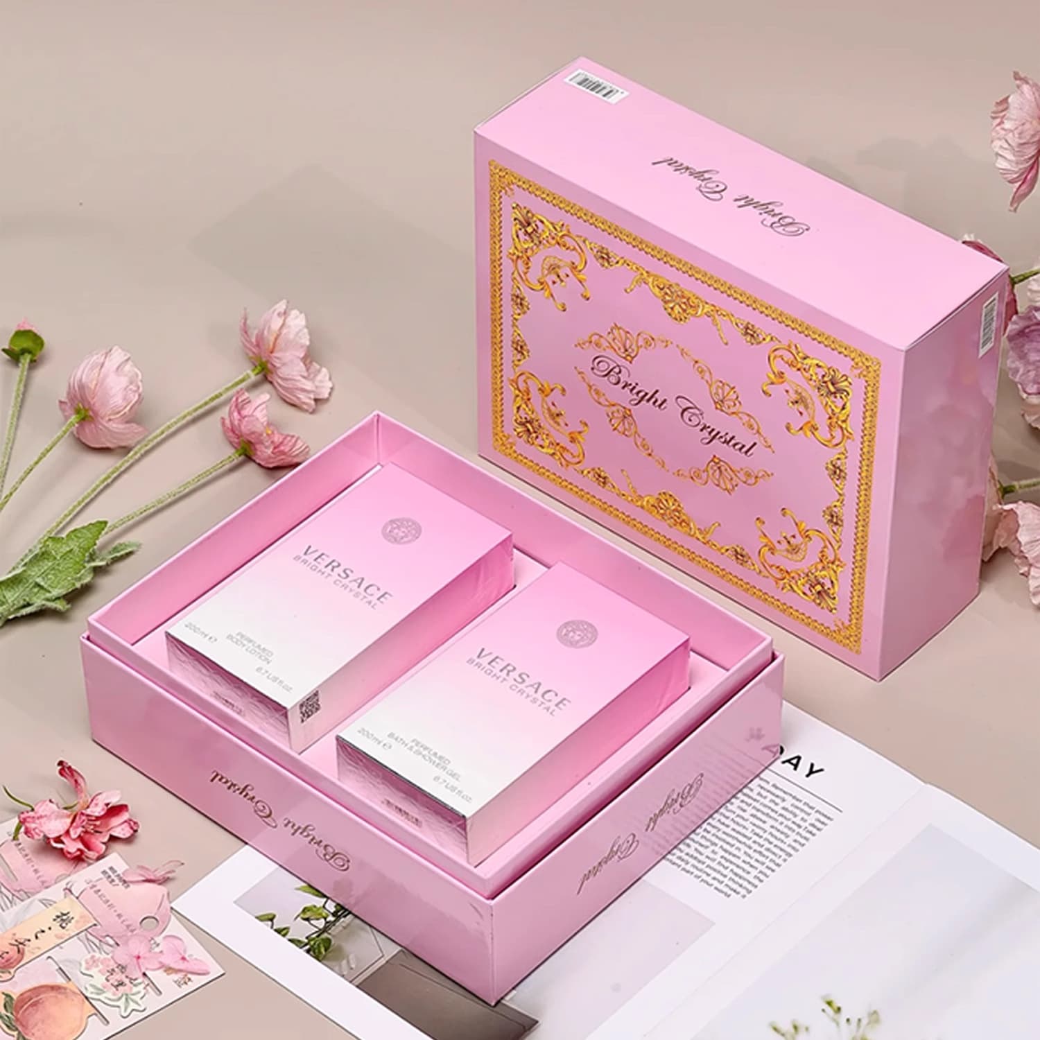 Genuine product guarantee! Versace Crystal Diamond Shower Set Pink Diamond Shower Gel Body Lotion Phantom Shower Set