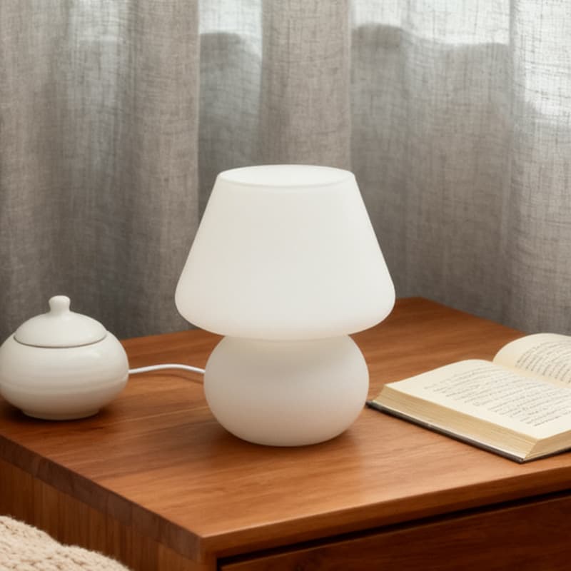 Creative Glass Desk Lamp Frosted Ins Style Bedroom Nightstand Light Bedside Reading Lamp for Study, Guesthouse, Decorative Night Light