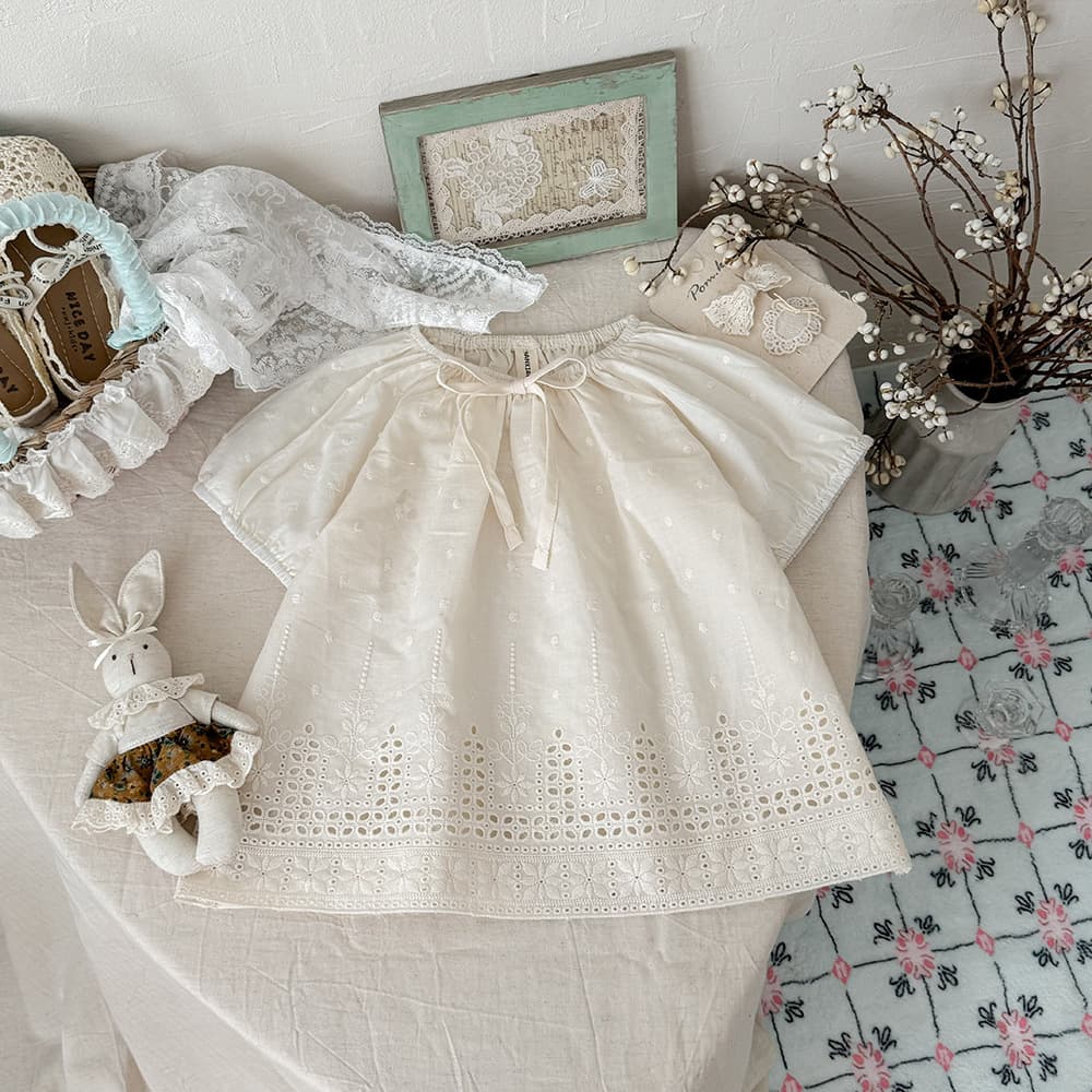 Girls' Doll Blouse Summer Thin Korean Forest Style Baby Fashionable Short Sleeve Loose Princess Top Trendy