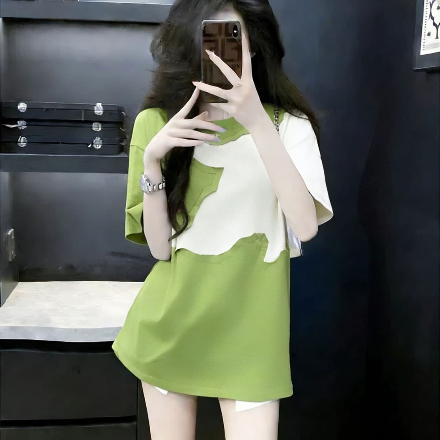 Plus Size Women's Summer Mid-Length Short Sleeve T-Shirt 2026 New Loose Fit Slimming Cover-Up Top for Fat MM